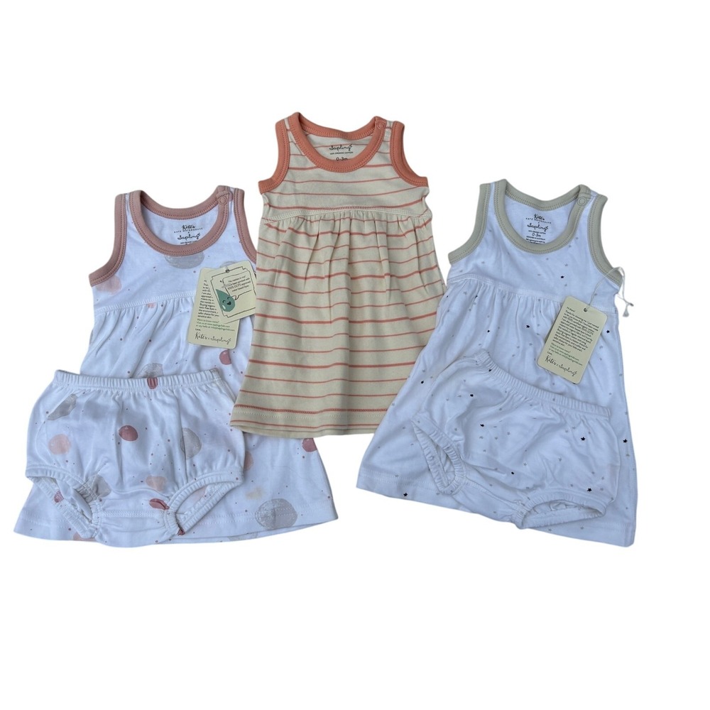 NWT Sapling Organic Cotton Dress‎ Bundle, Size 0-3 Months
